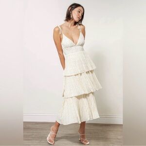 Line and Dot Floral Dress